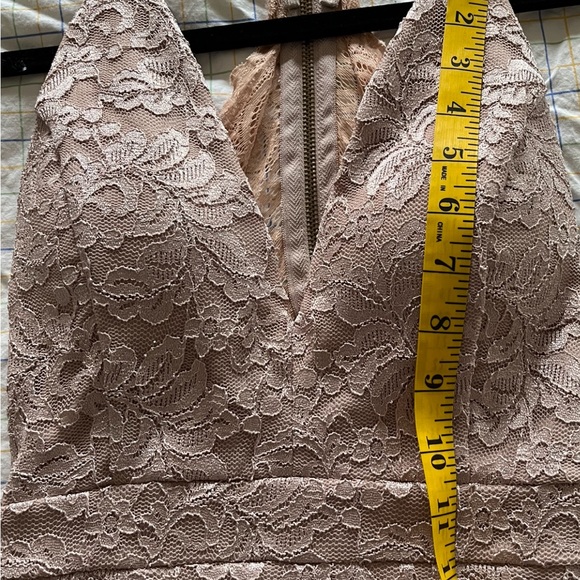 Honey & Rosie Beige Sparkle Lace Mini Dress with zip up cut out back ITEM L-1 - Picture 3 of 7